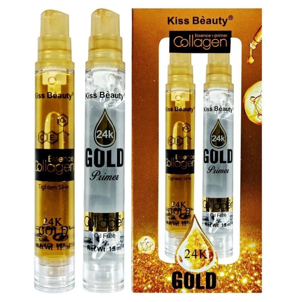 Комплект основа под макияж и сыворотка Kiss Beauty Collagen 24K Gold ...