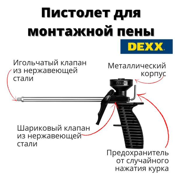 Пистолет для монтажной пены DEXX MIX, пластиковый химически стойкий ...