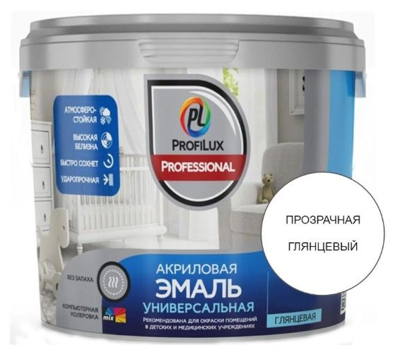 Эмаль Profilux универсальная Professional Гладкая, Акриловая, Глянцевое ...