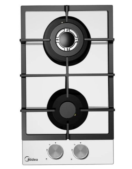 Варочная панель газовая Midea MG3260TGW, белое стекло, 2 конфорки, с ...