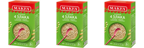 Makfa Хлопья 4 злака, 400 г, 3 шт - купить с доставкой по выгодным ...