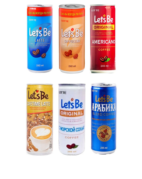 Набор кофейных напитков Lotte Let's Be с разными вкусами/ / 6 банок по ...