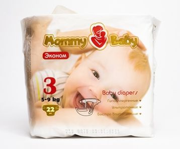 Подгузники Mommy Baby Размер ЭКОНОМ 3 (5-9кг) 22 штук в упаковке ...