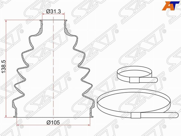 Пыльник шруса наружный TOYOTA LAND CRUISER 100 ##J101 98-07 (2 хомута. термопластик)