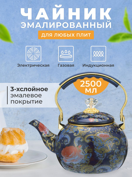 Чайник эмалированный 2,5л - купить с доставкой по выгодным ценам в ...