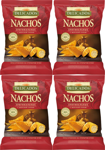 Начос кукурузные Delicados Nachos, комплект: 4 упаковки по 150 г ...