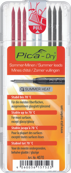 Грифели для карандаша Pica-Dry красные, белые, графитовые 8 шт. Pica ...