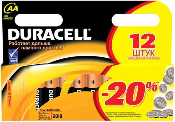 Батарейка Duracell Basic (AA, Alkaline, 12 шт) (LR6-12BL) - купить с ...