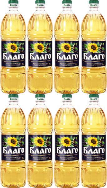 Масло подсолнечно-оливковое Благо рафинированное, комплект: 8 упаковок ...
