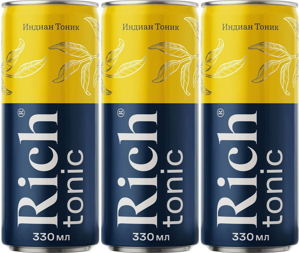 Газированный напиток Rich тоник-индиан 0,33 л, комплект: 3 упаковки по ...
