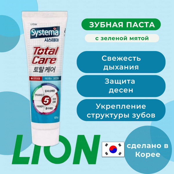 LION SYSTEMA Корейская Зубная паста с зеленой мятой для длительной ...