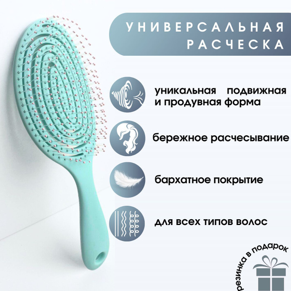 ЯА Расческа для волос массажная, мягкая, спиральная, продувная для ...