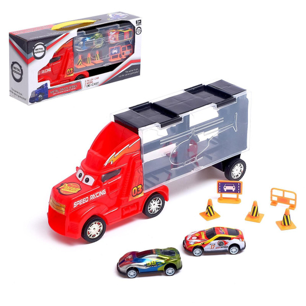 Гараж детский \"Грузовик \"Перевозчик\", 2 металлические машинки и ...