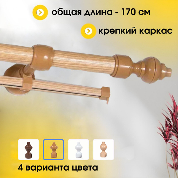 Характеристики Карниз для штор двухрядный GRAND составной настенный ...