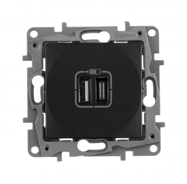 Legrand ETIKA Антрацит Зарядка USB A-C, 672636 - купить по низкой цене ...