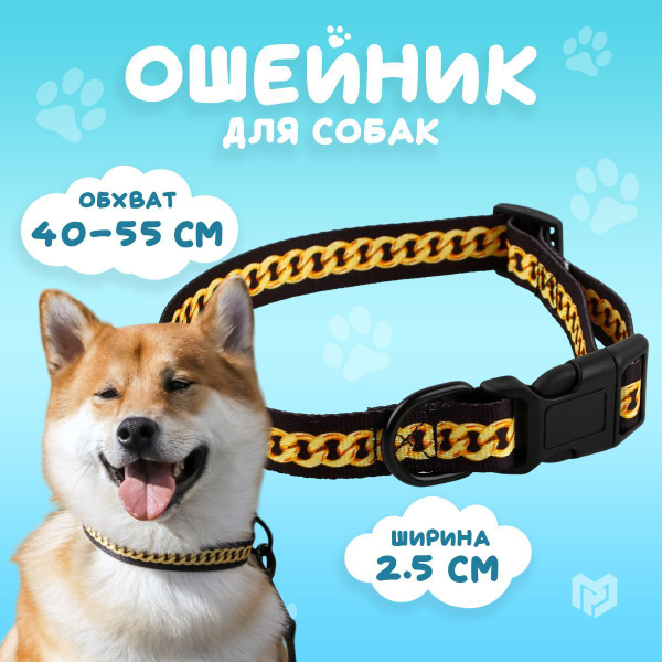 Ошейник для собак средних и крупных пород "BOSS", застёжка - фастекс, 2 ...