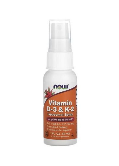 Витамин Д-3 и K-2 Липосомный Спрей NOW Vitamin D-3 & K-2 Liposomal ...