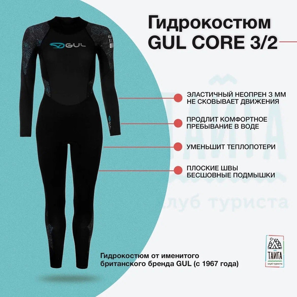 Гидрокостюм GUL, XS, Неопрен, черный, голубой купить по низкой цене с ...