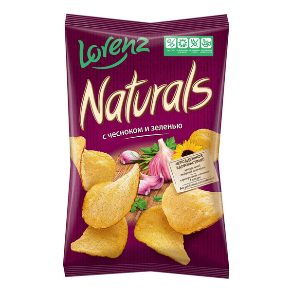 Чипсы картофельные Lorenz Naturals с чесноком и зеленью 100 г - купить ...