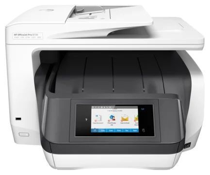 МФУ Струйное HP OfficeJet Pro 8730, цветной, A4, белый, Duplex WiFi USB ...