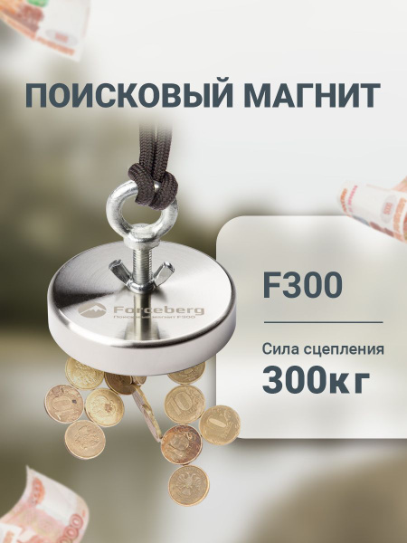 Поисковый односторонний магнит Forceberg F300, сила сц. 300 кг - купить ...