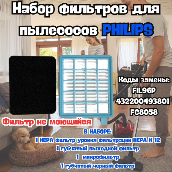Набор фильтров для пылесоса Philips (Филипс) PowerPro Active, PowerPro ...