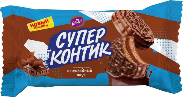 Печенье-сэндвич KONTI Супер Контик шоколад, 100г, Россия, 100 г ...