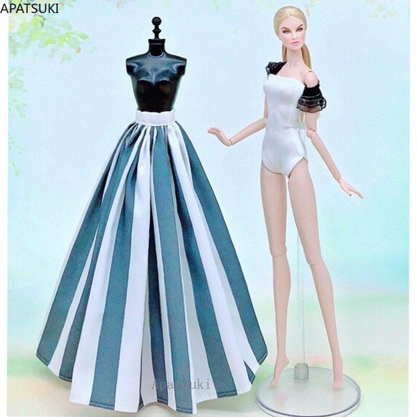 2шт/комплект белый купальник и полосатая юбка для куклы Барби - купить ...