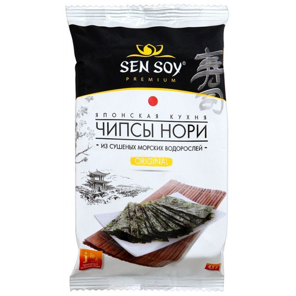 Чипсы нори Sen Soy Premium Original из морской капусты, 4,5 г х 18 шт ...