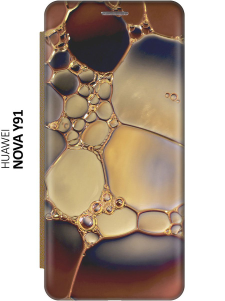 Чехол-книжка Бронзовые капли на Huawei nova Y91 / Хуавей нова У91 ...