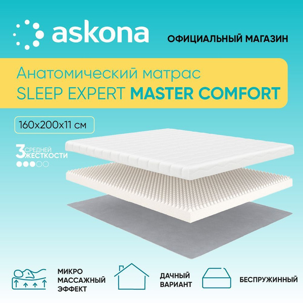 Матрас ASKONA SleepExpertMasterComfort, Беспружинный, 160 - купить по ...