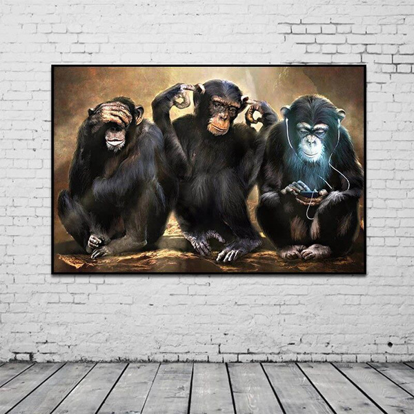 Три обезьяны картина на холсте арт Три-мудрые-обезьяны_10_55x90 ...