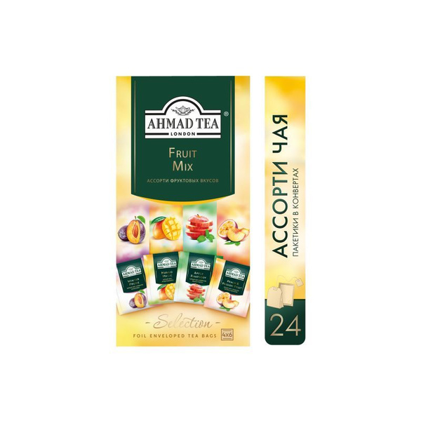 Чай ассорти Ahmad Tea Фруктовый Микс 4 вкуса 24 пак - купить с ...