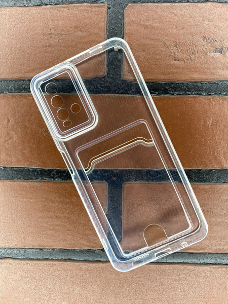 Чехол силиконовый усиленный прозрачный с карманом для карт на Xiaomi ...