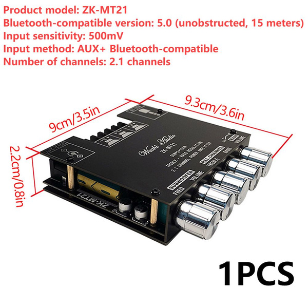 Плата усилителя мощности WEGE ZK-MT21S, 2 х 50 Вт, 100 Вт, 2,1 канала, BT5.1, са