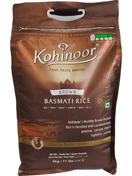 Рис басмати индийский коричневый для плова Kohinoor 5 кг., Ганга ...