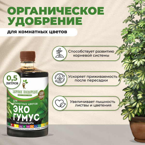 Удобрение для комнатных цветов ЭКО ГУМУС из Леонардита с ...