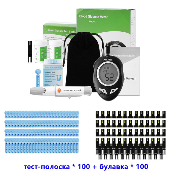 Глюкометр Медицинские приборы для лечения диабета, с тест-полосками ...