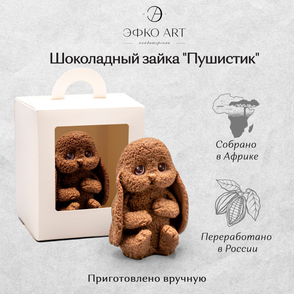 Шоколадный зайка "Пушистик" ручной работы из молочного шоколада ...