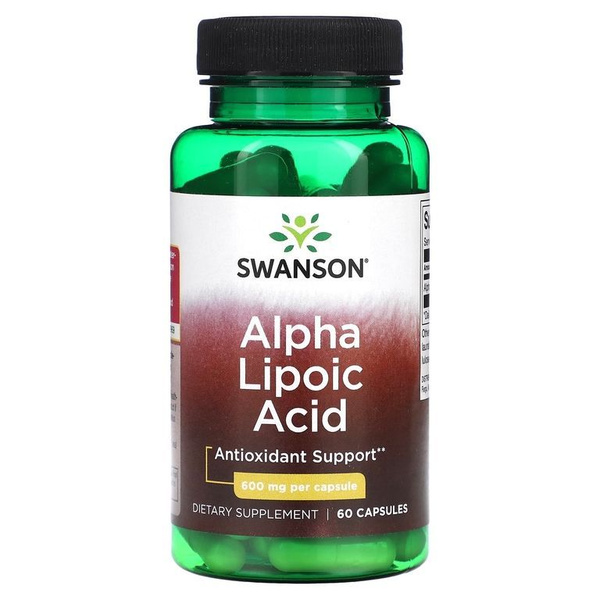 Альфа липоевая кислота 600 мг 60 капсул, Swanson Alpha Lipoic Acid, Для ...