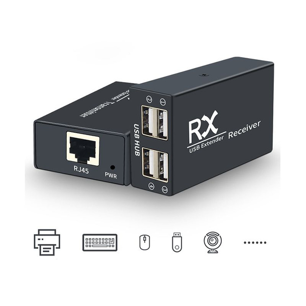 Адаптер-удлинитель USB 120 м, 4-портовый концентратор USB 2.0 через Cat ...