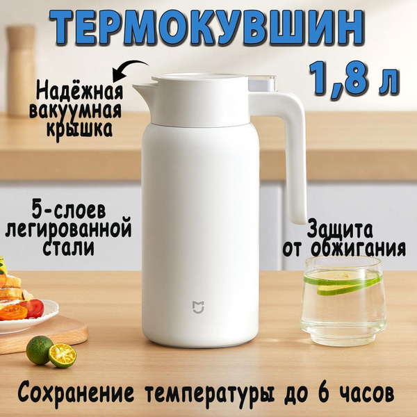 Xiaomi Термокувшин С ручкой, 1.8 л - купить с доставкой по выгодным ...