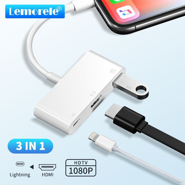 Lemorele LC Порт Lightning, Lightning-HDMI, 1000 м RJ45, USB2.0 ...