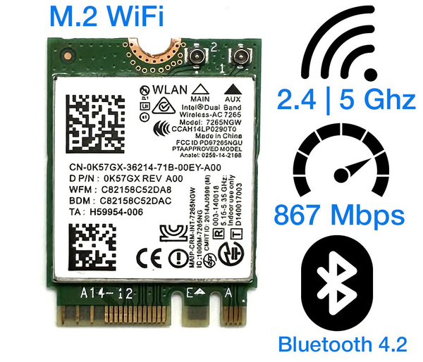 Адаптер WiFi Intel Dual Band Wireless-AC 7265 (M.2, B/G/N/AC, 867 Mbit ...