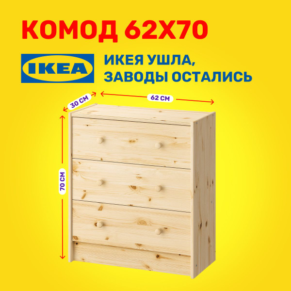 Комод IKEA Комод_0206-00001-1/2_IKEA, 62x30x70 см, 3 ящ. - купить по ...