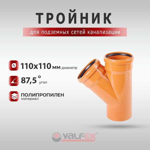 Valfex тройник для наружной канализации 87,5 градусов 110х110 - купить ...
