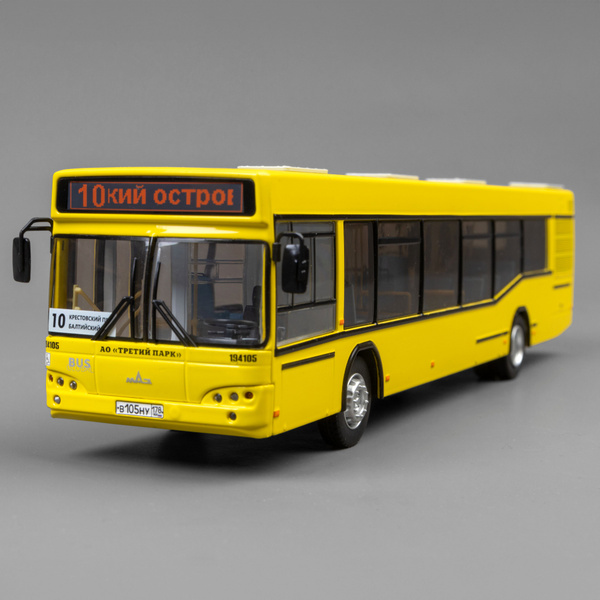 Масштабная модель автобуса МАЗ-103 1/43 жёлтый (Санкт-Петербург ...