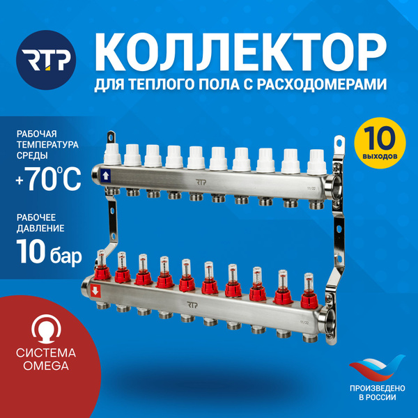 Коллекторная группа с расходометром и кронштейном (евроконус 3/4 ...