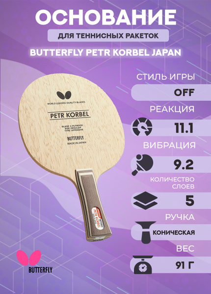 Основание ракетки для настольного тенниса Butterfly Petr Korbel (JP ...
