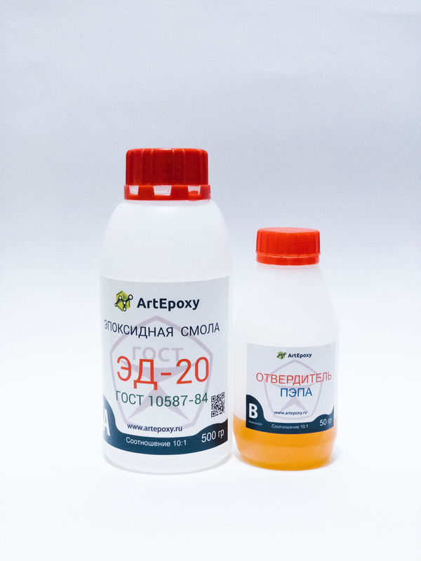 Характеристики Эпоксидная смола ArtEpoxy ЭД-20 (500 гр) с отвердителем ...